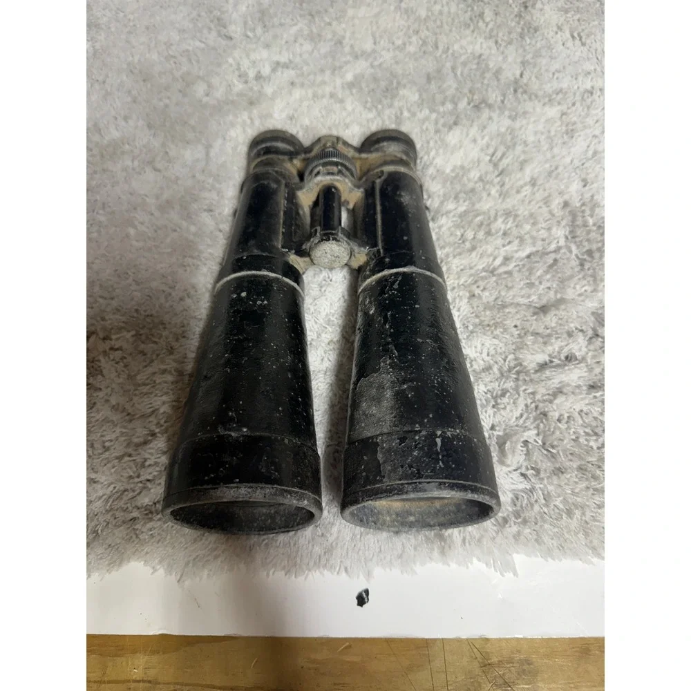 Vintage Black Metal Long Barrel Field Binoculars Industrial Decor Prop WWII?